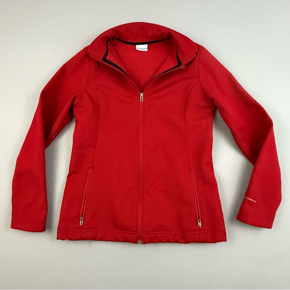 Columbia Jacket‎ Women's Medium Full Zip Long Sleeve Pockets Athletic Fitted Red